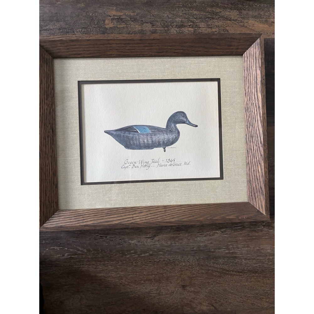 vtg Winchester Press Limited Edition Duck Decoy Print Green Wing Teal Ben Holly
